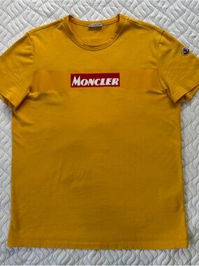 Moncler Men’s Yellow Logo T-Shirt Size L Authentic